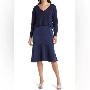 Sam Edelman Satin Slipdress‎ Navy 14